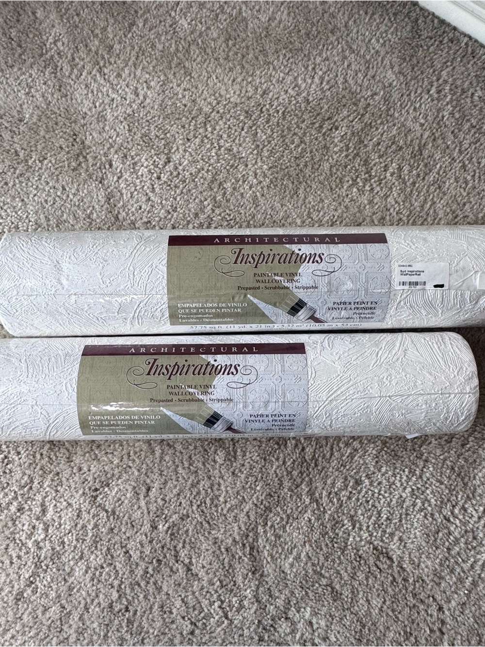 VTG Paintable Vinyl Wallcovering 533200L Textured Wallpaper 2 Rolls Inspirations